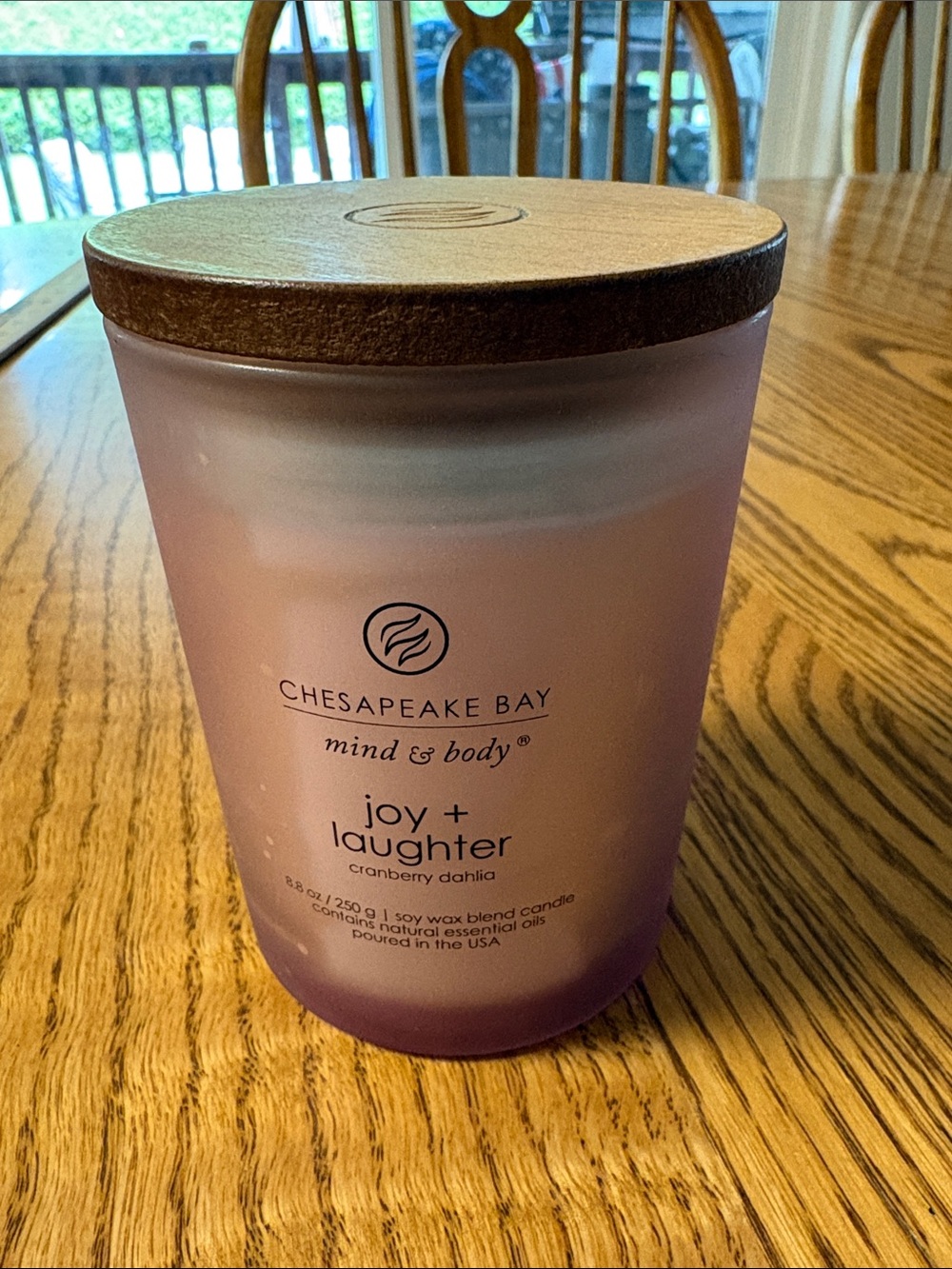 Chesapeake Bay Mind & Body Joy + Laughter Cranberry Dahlia Candle - Pink
